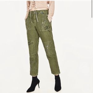 Zara cropped paint splatter chino